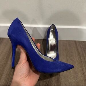 Guess Royal Blue Suede Pointed Toe Heels